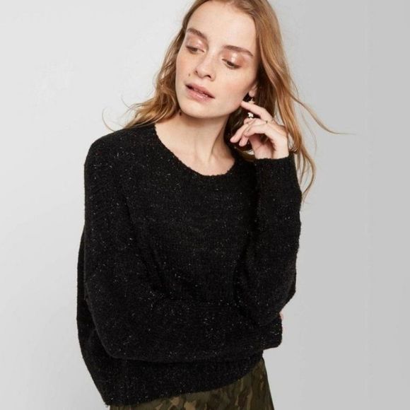Wild Fable Oversized Black Tinsel Sweater NWT Small - Picture 1 of 11